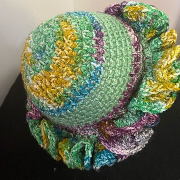 Handcrafted Crochet multi-color ruffle bucket hat - Picture 4 of 4